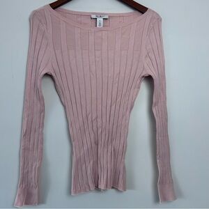 White House Black Market| Pink Ribbed Women's Knit Top sz M